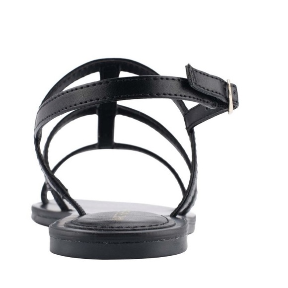 Marc Fisher Black Bytina Sandals Square Toe, Flat sole & Buckle Closure Size 9.5 - Picture 4 of 7